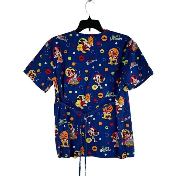Disney Halloween Mickey Minnie Mouse Scrub Top Woman's Small Donald Duck Blue - Picture 3 of 3